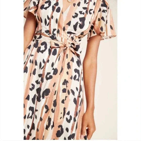 Anthropologie Hutch Blaise Leopard  Print Wrap Dress - Picture 4 of 11